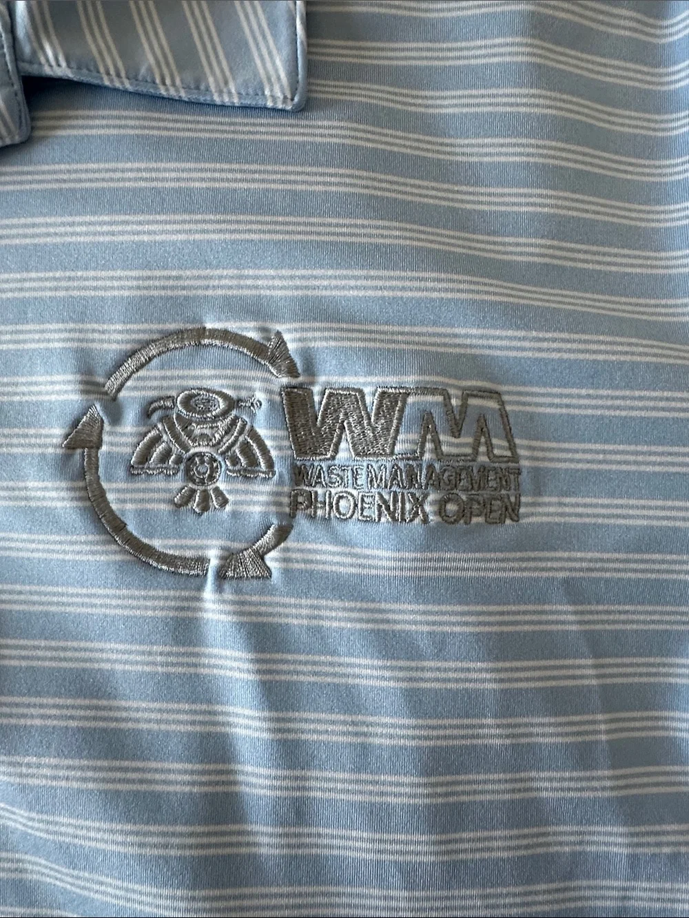 adidas Light Blue & White Striped Polo Shirt